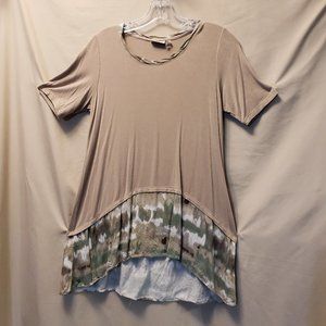 LOGO Lori Goldstein Tan Shirt with Camo